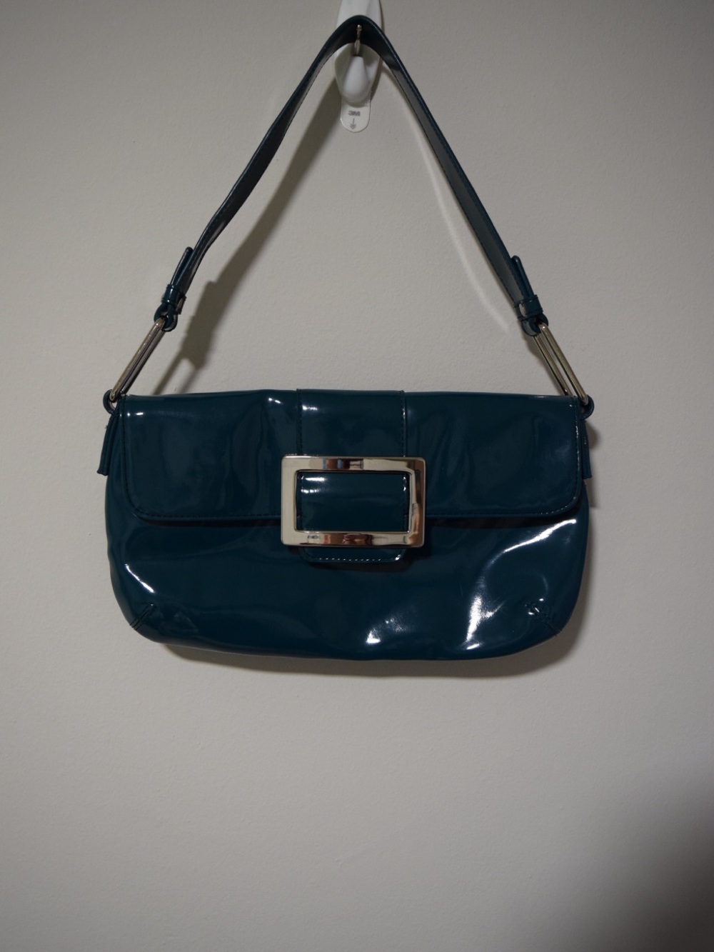 Alfani Vintage Women’s Teal Patent Leather Shoulder Bag